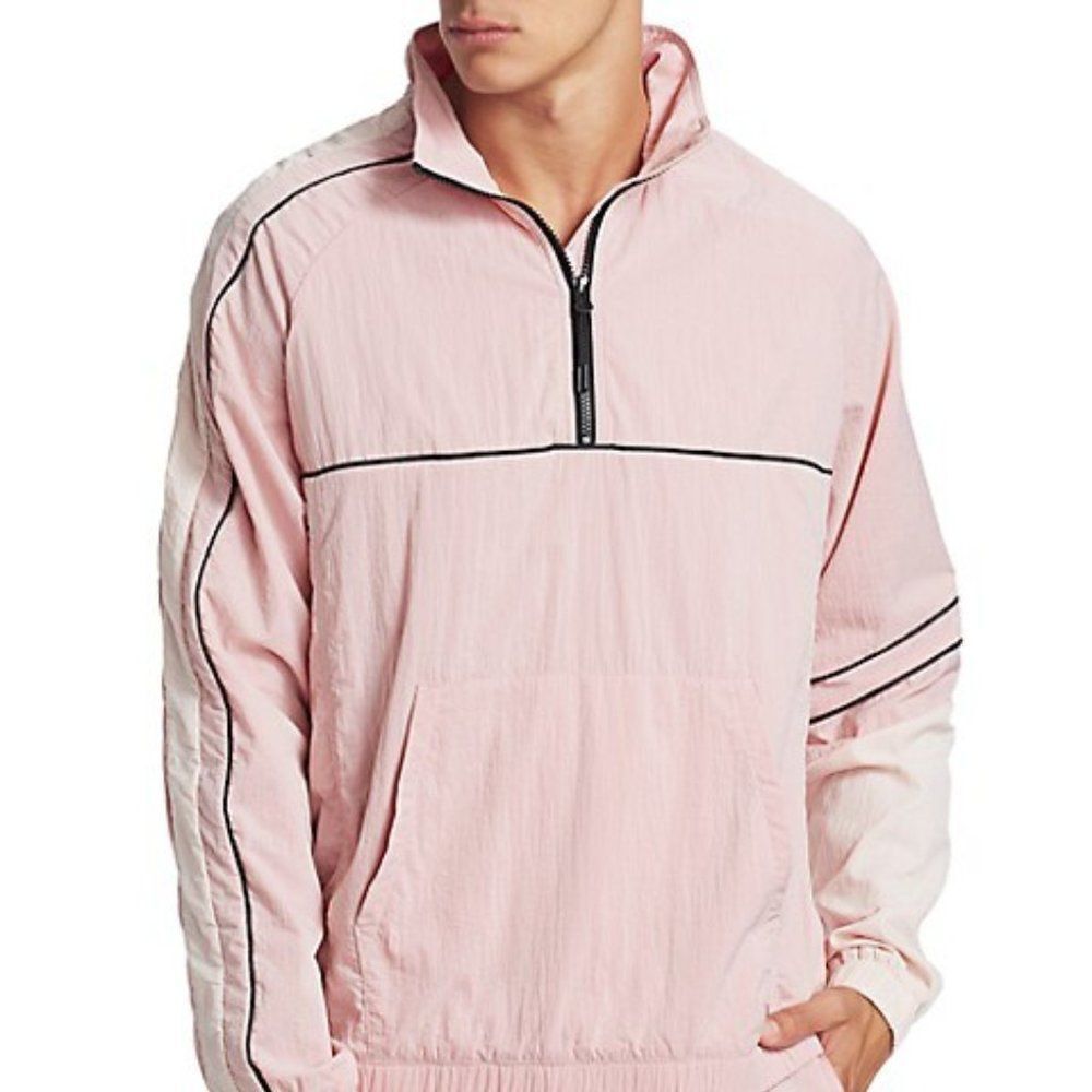 MADISON Supply Colorblock Piped Popover Windbreaker Jacket Pink